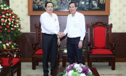 Chủ tịch Ủy ban Trung ương Mặt trận Tổ quốc Việt Nam Trần Thanh Mẫn đến chúc mừng Hội Nhà báo Việt Nam