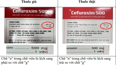 Cảnh báo thuốc kháng sinh Cefuroxim 500 bị làm giả
