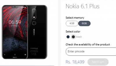 Nokia 6.1 Plus phiên bản RAM 6 GB được bán ra tại Ấn Độ
