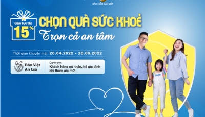 Tham gia ngay để nhận ưu đãi 15% phí bảo hiểm sức khỏe Bảo Việt An Gia từ 20/4/2022