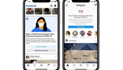 Mỹ: Facebook và Instagram tạo nhắc nhở người dùng đeo khẩu trang