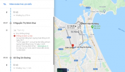 Google Maps đưa ra cảnh báo màu đỏ khi người dùng đến Đà Nẵng
