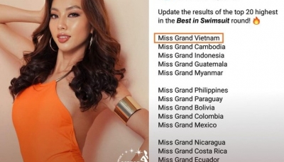Thuỳ Tiên dẫn đầu bình chọn trang phục áo tắm đẹp nhất Miss Grand International