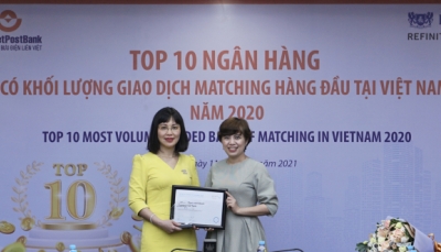 LienVietPostBank được vinh danh trong top 10 Ngân hàng có khối lượng giao dịch Matching lớn nhất thị trường ngoại hối Việt Nam 2020