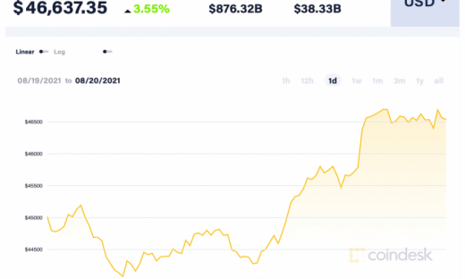 Giá Bitcoin hôm nay 20/8: Dự kiến giữ mức hỗ trợ trên 45.000 USD