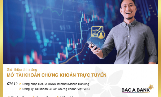 BAC A BANK chính thức ra mắt tính năng mở tài khoản chứng khoán trên Internet Banking và Mobile Banking