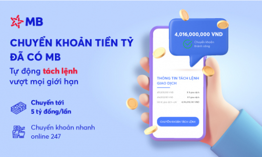 MB ra mắt tính năng chuyển khoản “Tách lệnh tự động” trên App MBBank