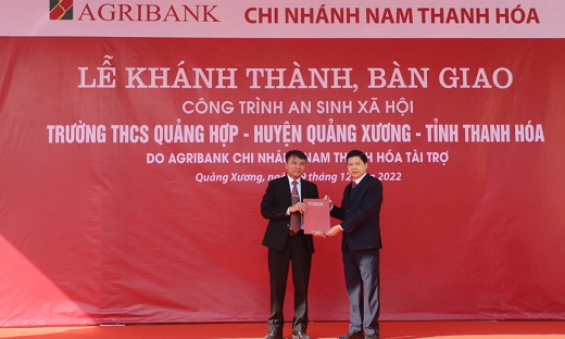 Agribank tài trợ 100% kinh phí xây dựng trường THCS Quảng Hợp, Quảng Xương, Thanh Hóa