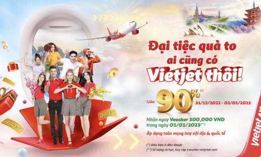 Đón năm Quý Mão đại cát, ngày đôi 1/1, săn ưu đãi kép vé bay đến 90% cùng Vietjet