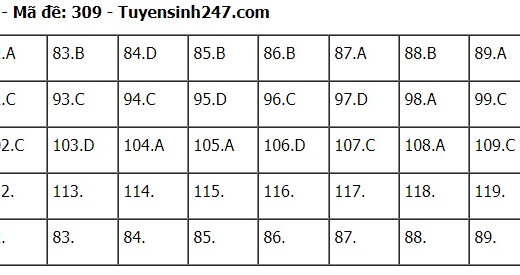 Đáp án đề thi tốt nghiệp THPT 2024 môn Giáo dục công dân, mã đề 309 (tham khảo)