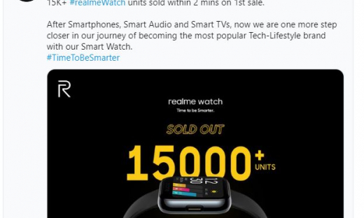 Ấn Độ: Hơn 15.000 chiếc Realme Watch đã có chủ trong 2 phút mở bán đầu tiên