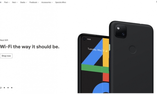 Hình ảnh Pixel 4a lộ diện trên trang chủ của Google