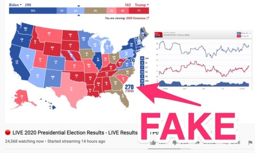 Xuất hiện hàng loạt kết quả giả mạo bầu cử Tổng thống Mỹ trên YouTube