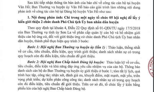 Sơn La: Làm rõ nhiều nội dung liên quan đến công tác cán bộ tại huyện Vân Hồ