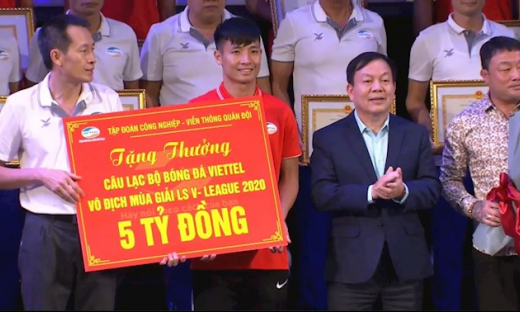 CLB Viettel nhận thưởng lớn sau ngôi vương V.League 2020