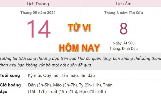 Tử vi hôm nay 14/9, xem con số may mắn thứ ba 8/8 âm lịch