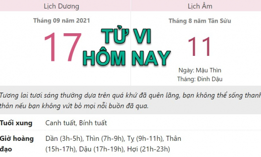 Tử vi hôm nay 17/9, xem con số may mắn thứ sáu 11/8 âm lịch