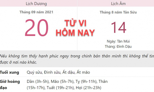 Tử vi hôm nay 20/9, xem con số may mắn thứ hai 14/8 âm lịch