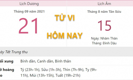 Tử vi hôm nay 21/9, xem con số may mắn thứ ba 15/8 âm lịch