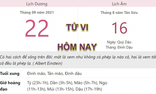 Tử vi hôm nay 22/9, xem con số may mắn thứ tư 16/8 âm lịch