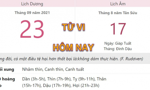 Tử vi hôm nay 23/9, xem con số may mắn thứ năm 17/8 âm lịch