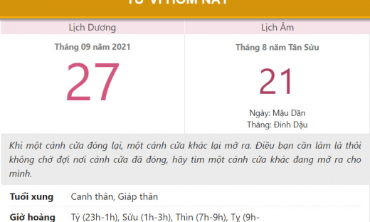 Tử vi hôm nay 27/9, xem con số may mắn thứ hai 21/8 âm lịch