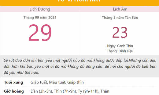 Tử vi hôm nay 29/9, xem con số may mắn thứ tư 23/8 âm lịch