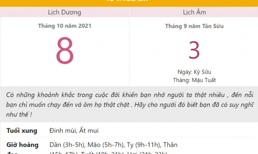 Tử vi hôm nay 8/10, xem con số may mắn thứ sáu 3/9 âm lịch