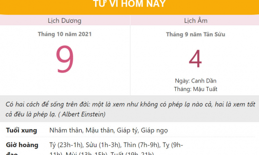 Tử vi hôm nay 9/10, xem con số may mắn thứ bảy 4/9 âm lịch