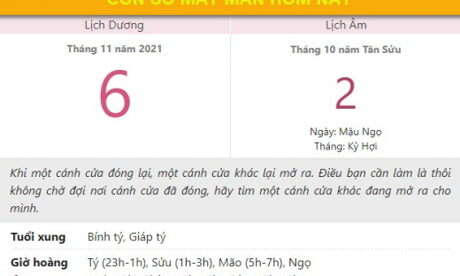 Con số may mắn hôm nay 6/11/2021 thứ 7 ngày 2/10 âm lịch