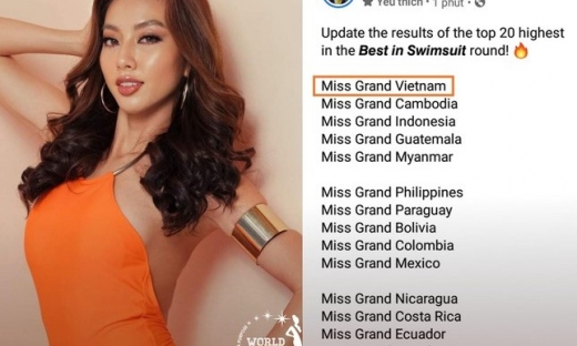 Thuỳ Tiên dẫn đầu bình chọn trang phục áo tắm đẹp nhất Miss Grand International
