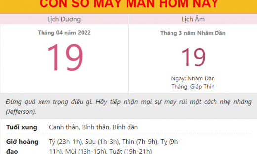 Con số may mắn hôm nay 19/4/2022 thứ 3, ngày 19/3 âm lịch