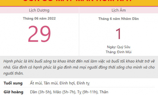 Con số may mắn hôm nay 29/6/2022 thứ 4, ngày 1/6 âm lịch