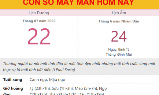 Con số may mắn hôm nay 23/7/2022 thứ 7, ngày 25/6 âm lịch