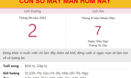 Con số may mắn hôm nay 2/9/2022 thứ 6, ngày 7/8 âm lịch