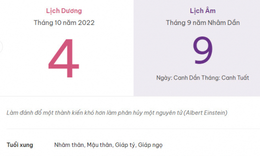 Con số may mắn hôm nay 4/10/2022 thứ 3, ngày 9/9 âm lịch