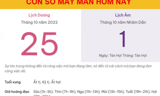 Con số may mắn hôm nay 25/10/2022 thứ 3, ngày 1/10 âm lịch