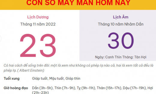 Con số may mắn hôm nay 23/11/2022 thứ 4, ngày 30/10 âm lịch