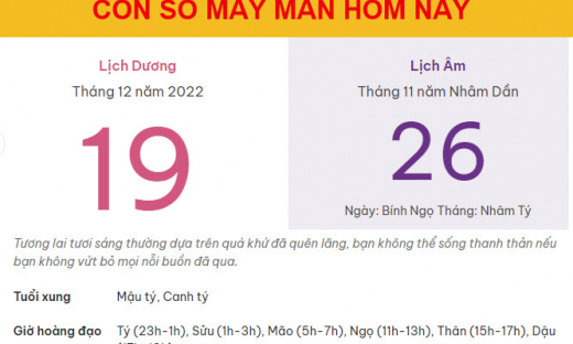 Con số may mắn hôm nay 19/12/2022 thứ 2, ngày 26/11 âm lịch