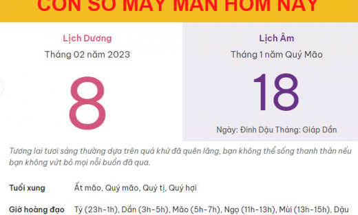 Con số may mắn hôm nay 8/2/2023 thứ 4, ngày 18/1 âm lịch