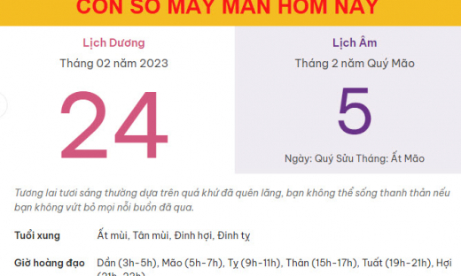 Con số may mắn hôm nay 24/2/2023 thứ 6, ngày 5/2 âm lịch