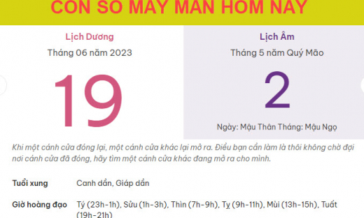 Con số may mắn hôm nay 19/6/2023 thứ 2, ngày 2/5 âm lịch