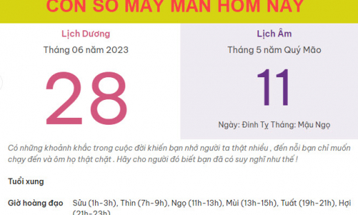 Con số may mắn hôm nay 28/6/2023 thứ 4, ngày 11/5 âm lịch