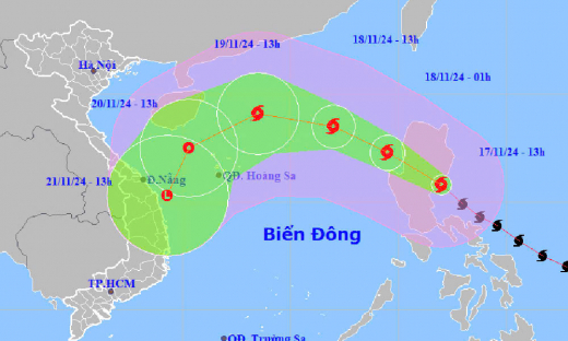 Dự báo bão Man-yi sẽ vào biển Đông ngày 18/11 với cường độ cấp 12, giật cấp 15