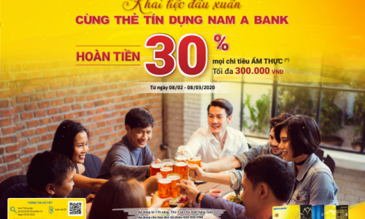 Hoàn tiền lên đến 30% cho chủ thẻ tín dụng Nam A Bank